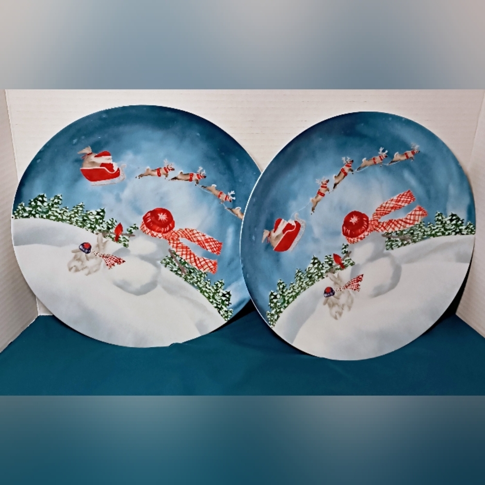 😲 Festive Santa and Reindeer Plates
